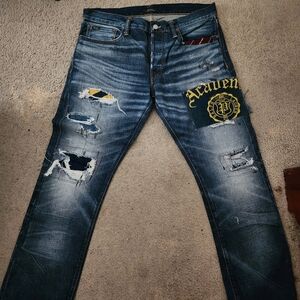 Polo Ralph Lauren Blue Distressed Jeans with Patchwork Size. 32x30